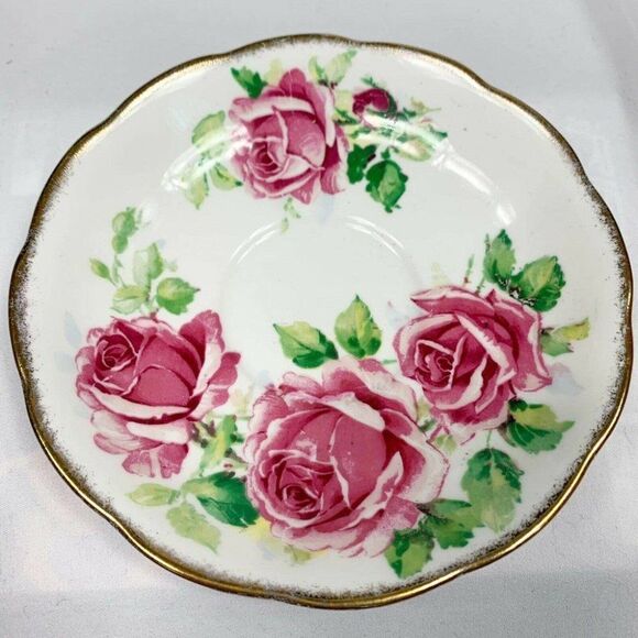 Lady Margaret Tea Cup & Saucer Fine Bone Queen Anne China Roses Print England - Picture 10 of 12